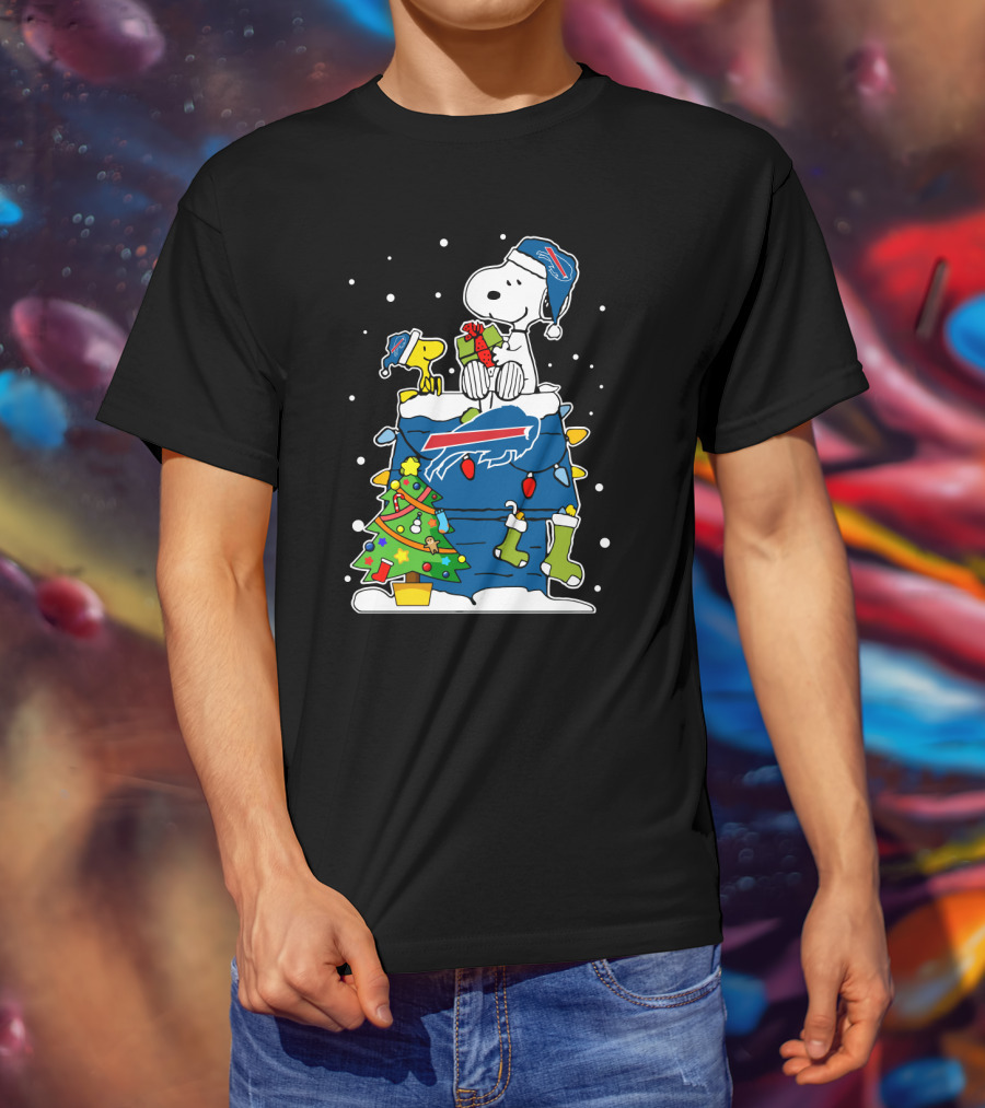 Buffalo Bills Christmas Snowy Snoopy And Woodstock Lover T-Shirt