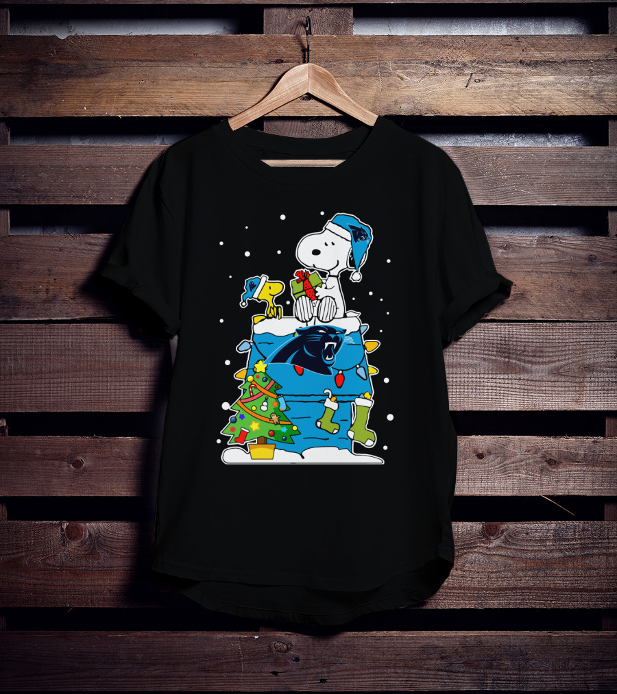 Carolina Panthers And Snoopy Christmas Celebration T-Shirt