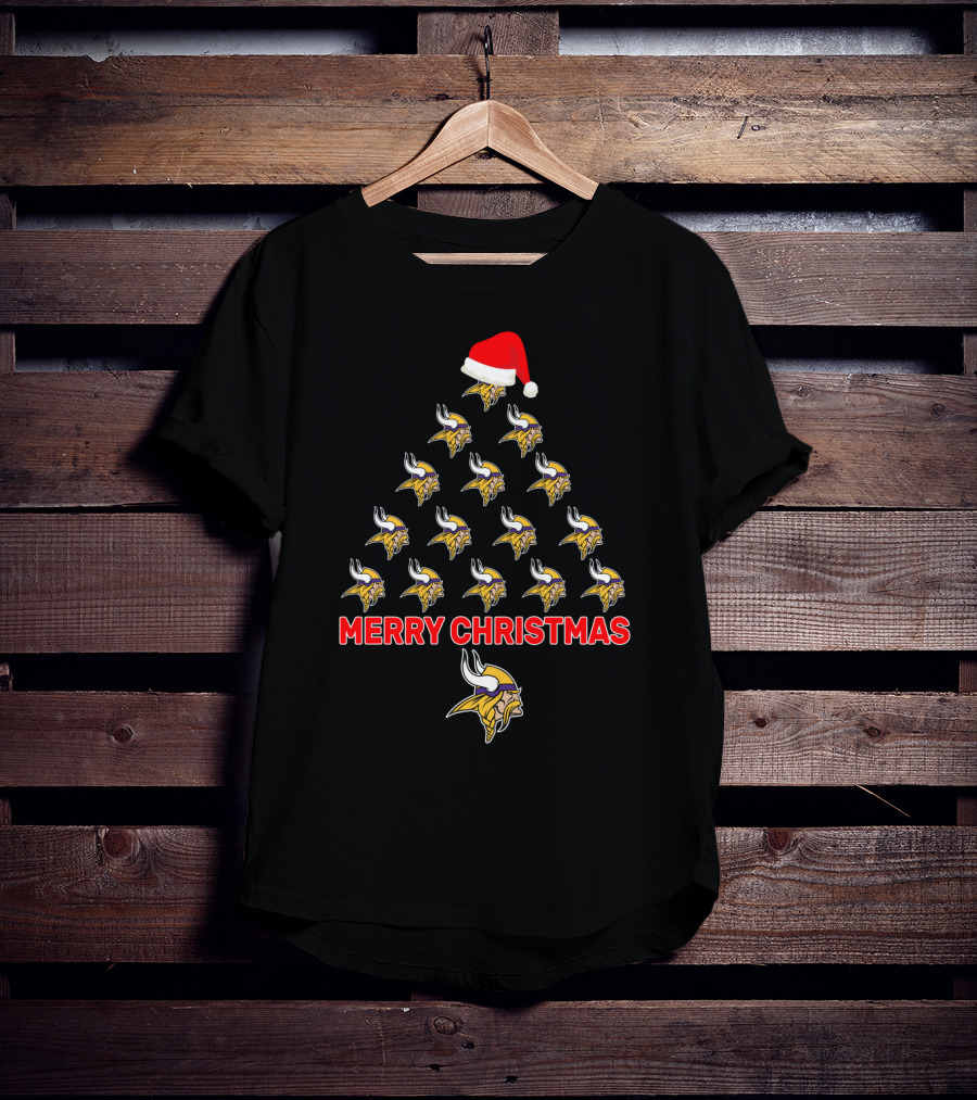 Merry Christmas Minnesota Vikings Tree Santa Hat T-Shirt