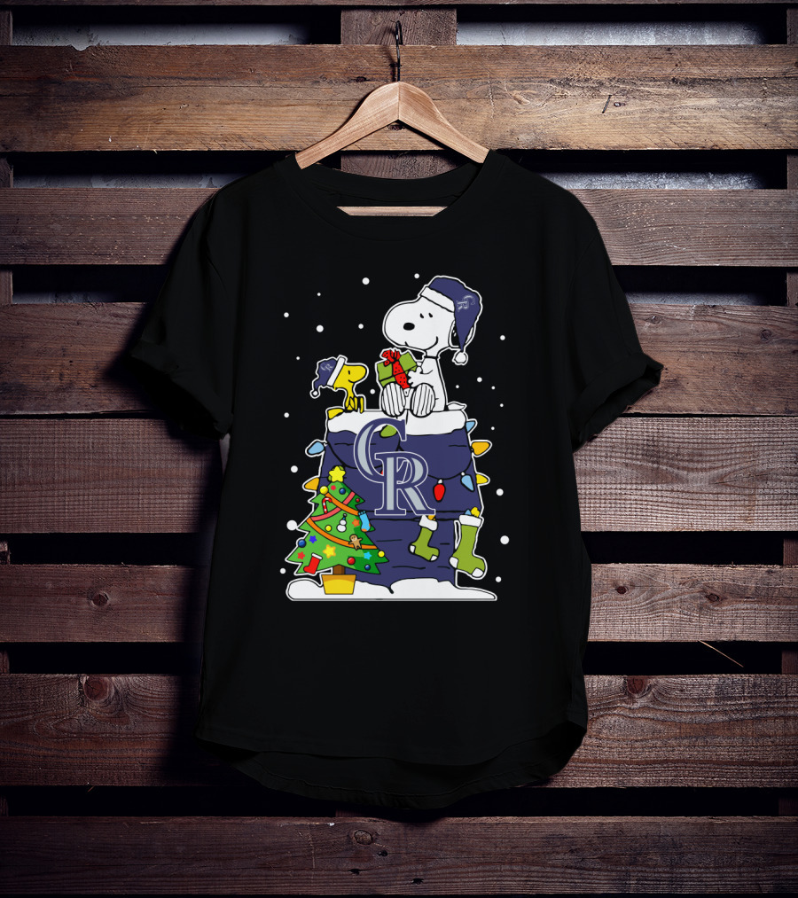 Colorado Rockies Snoopy And Woodstock Christmas T-Shirt