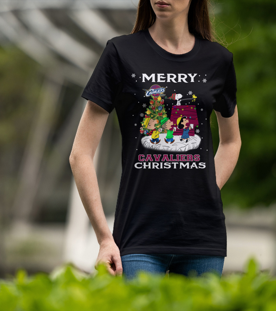 Merry Cavaliers Christmas Cleveland Snoopy Cavaliers T-Shirt