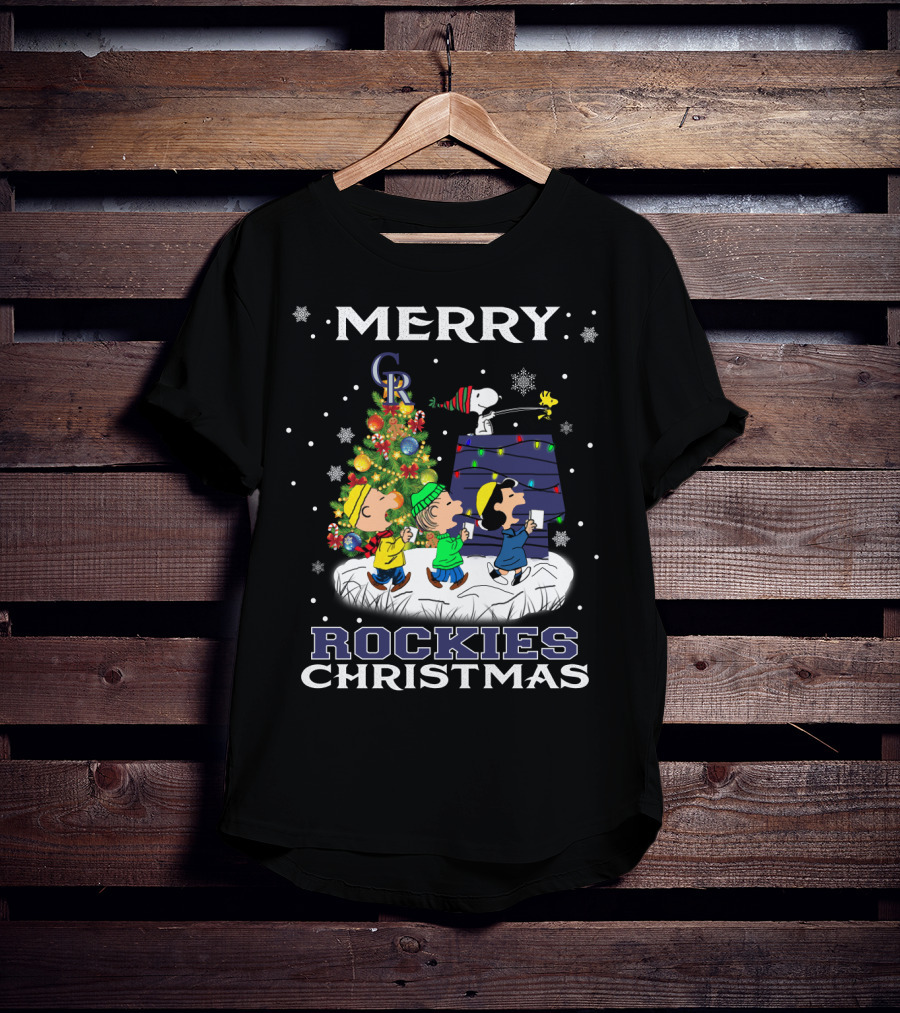 Merry Colorado Rockies Christmas With Snoopy And Friends Peanuts T-Shirt