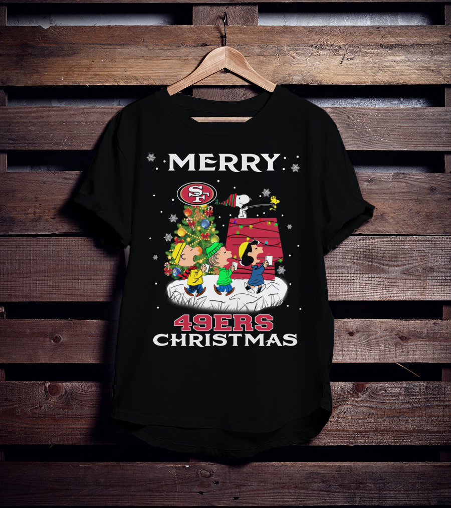 Merry 49ers Christmas Snoopy Peanuts Tree T-Shirt
