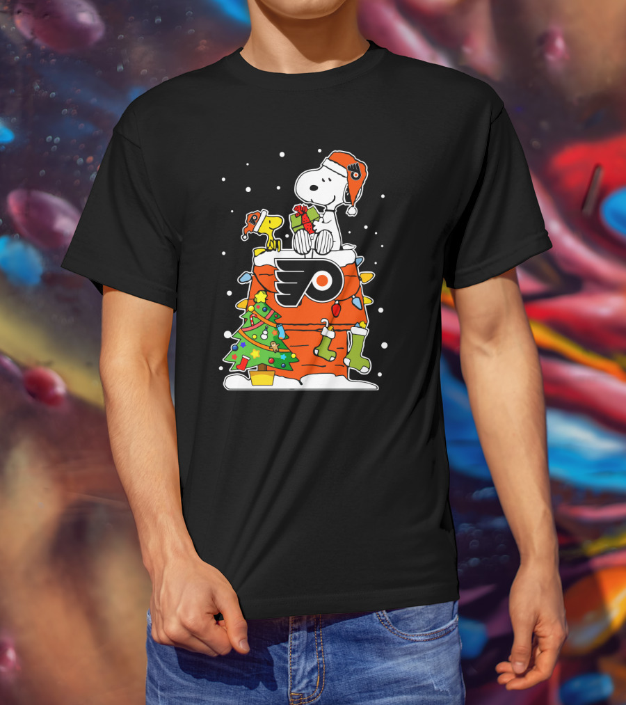 Philadelphia Flyers Snoopy Woodstock Christmas Winter Cheer T-Shirt
