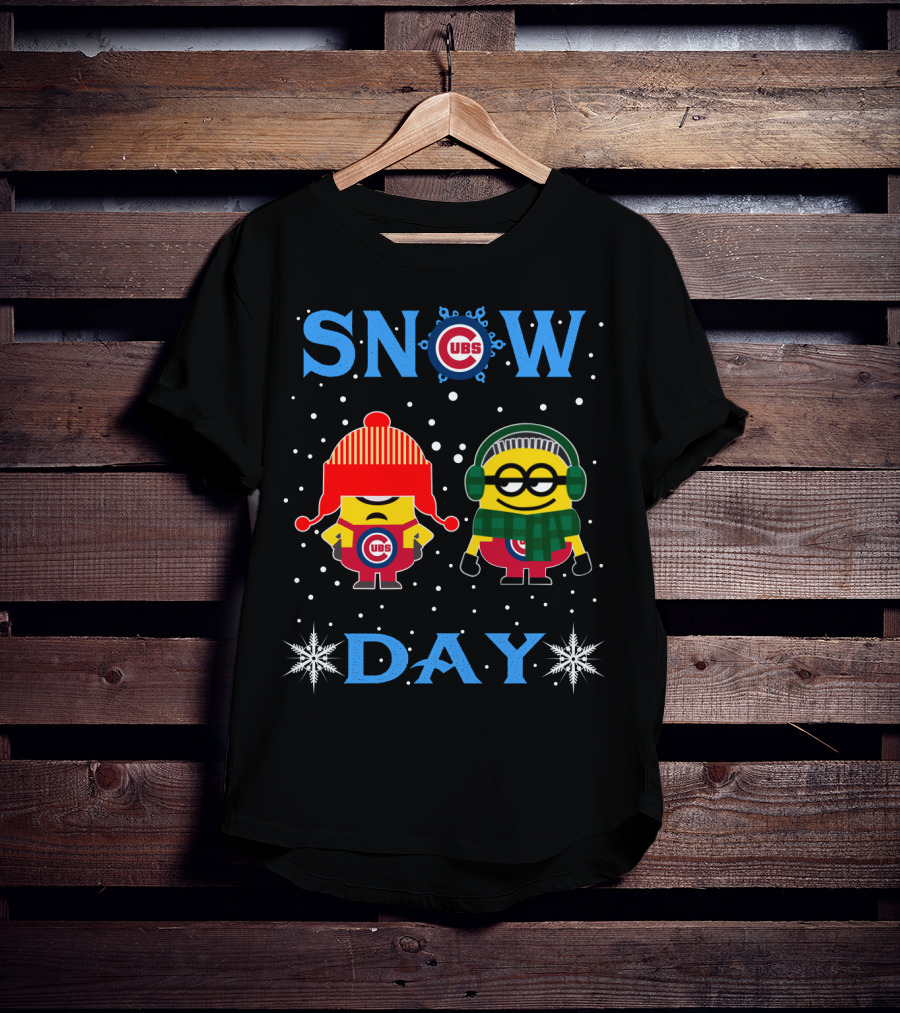 Chicago Cubs Minion Fans Snow Day Winter Wonderland T-Shirt