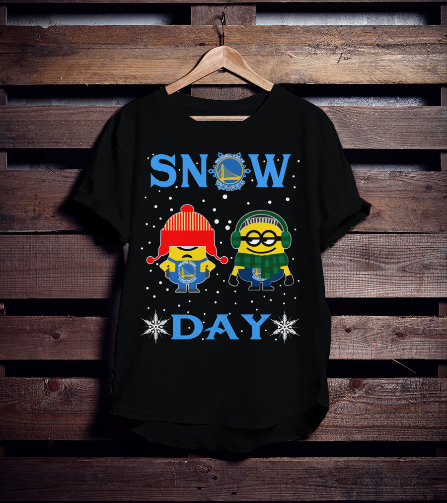 Minions Dressed For Golden State Warriors Snow Day Fun T-Shirt