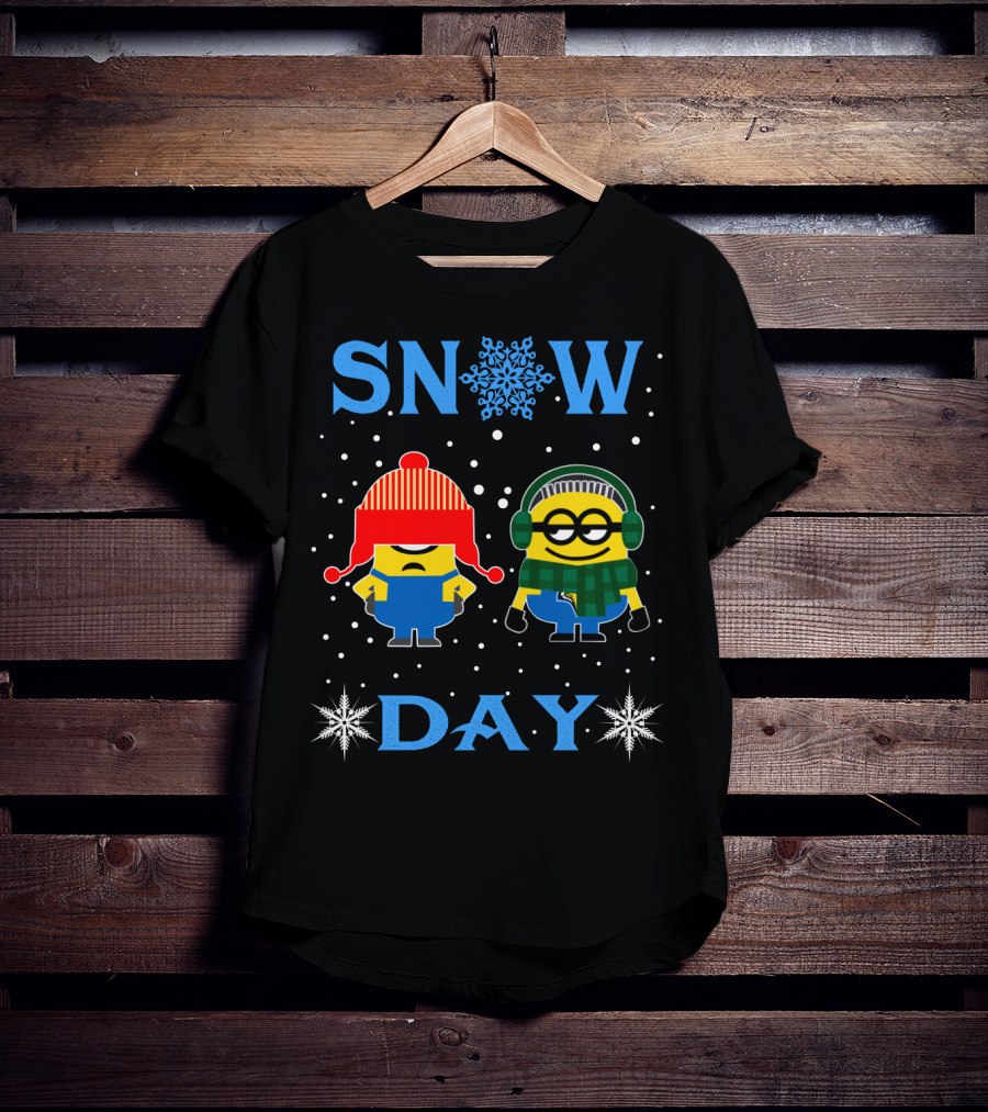 Snow Day For Mau12 Minion Fans Winter-Themed Illustration With Characters And Snowflakes T-Shirt