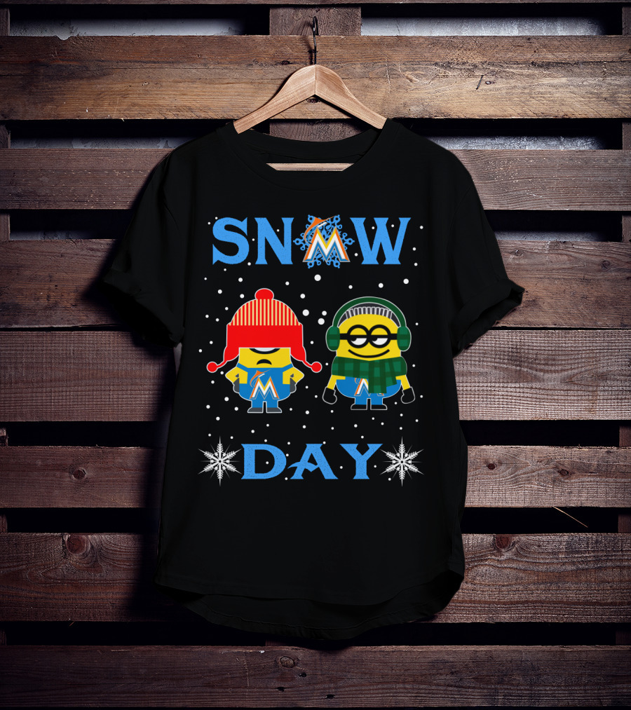 Miami Marlins Minions Snow Day Winter Gear T-Shirt