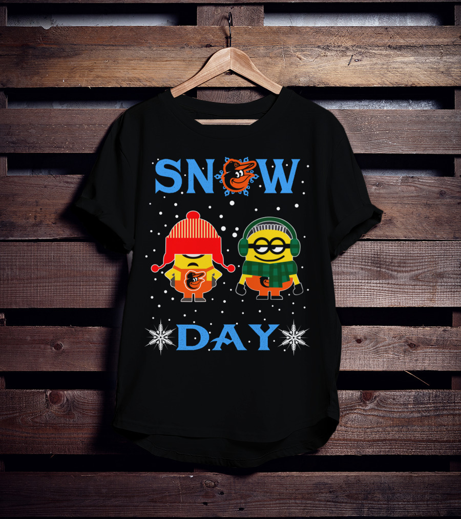 Snow Day Baltimore Orioles Minions Winter T-Shirt