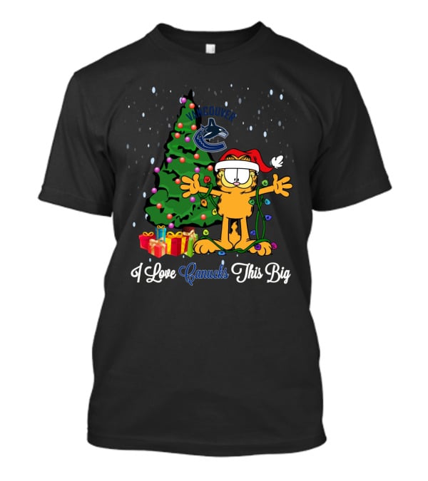 Vancouver Canucks Christmas Garfield Cat I Love Canucks This Big Xmas Tree Gifts T-Shirt