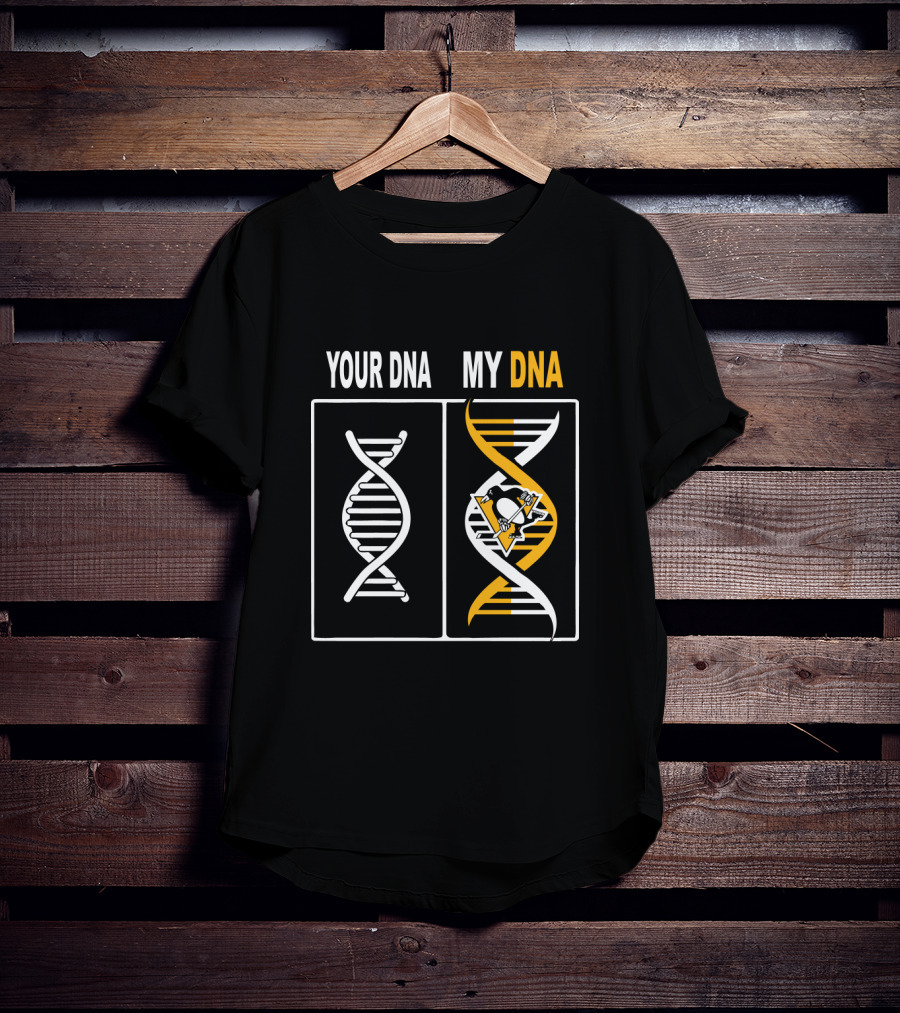 Your DNA My DNA Pittsburgh Penguins Hockey Logo DNA Strands T-Shirt