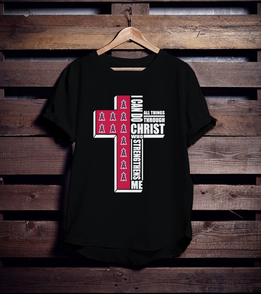 Angels Baseball I Can Do All Things Through Christ Who Strengthens Me T-Shirt