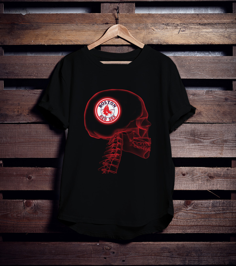Boston Red Sox Logo Inside Skull Renders Team On My Brain T-Shirt
