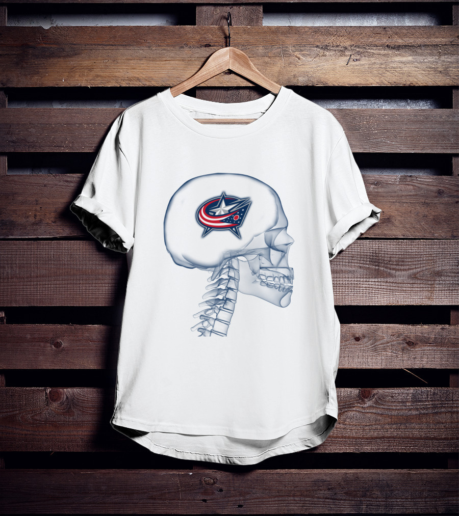 Columbus Blue Jackets Skull With Iconic Logo In My Brain T-Shirt