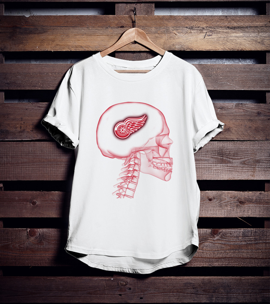Detroit Red Wings Neon Skull Brain T-Shirt
