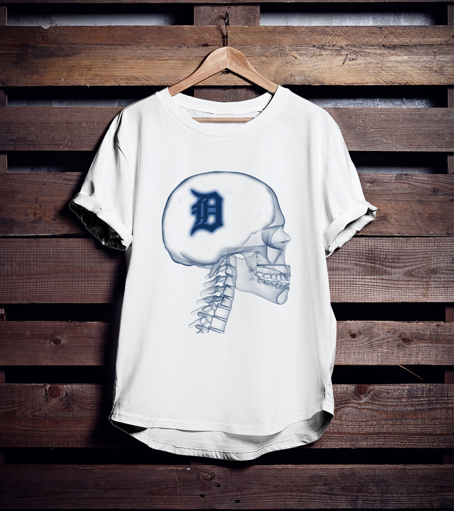 Detroit Tigers Skull Brain T-Shirt