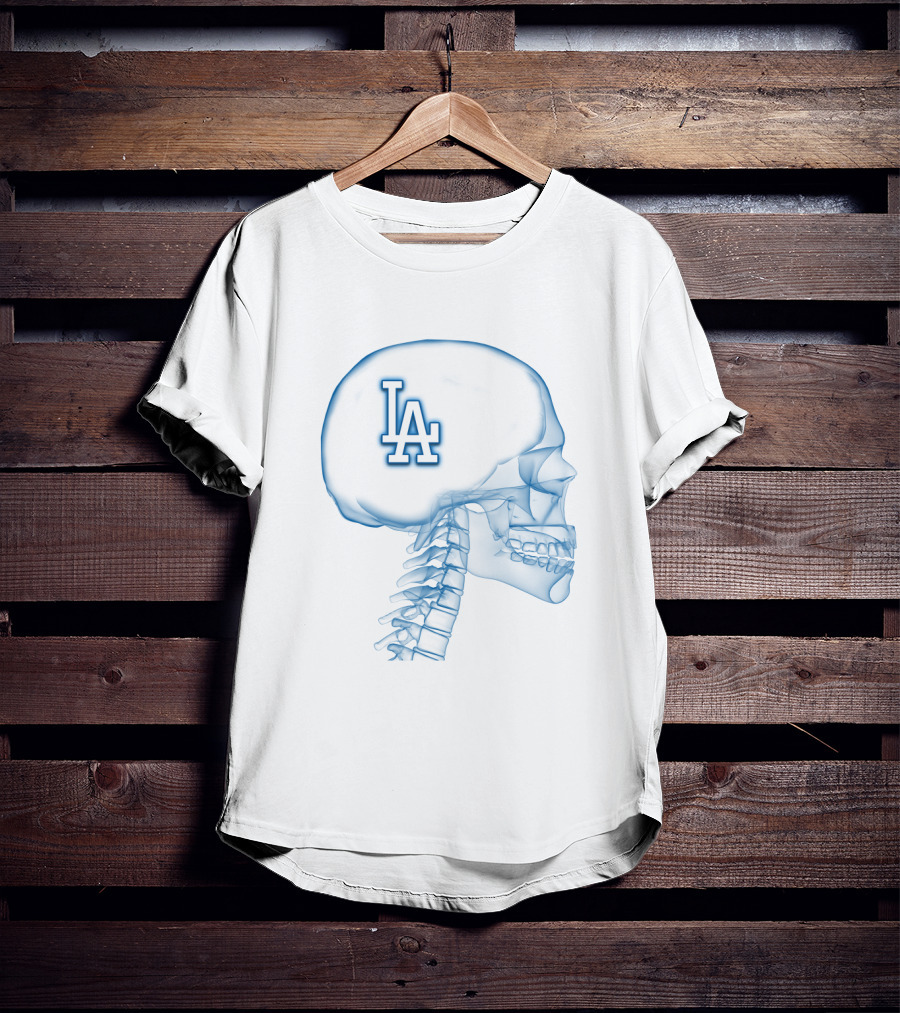 Los Angeles Dodgers LA Logo Brain X-Ray T-Shirt