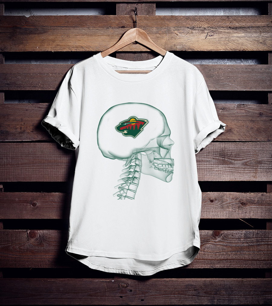 Minnesota Wild Logo Inside Skull Brain T-Shirt
