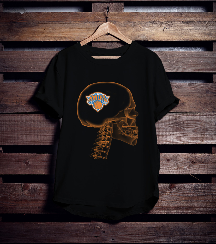 New York Knicks Logo Inside Skull Halloween Concept T-Shirt