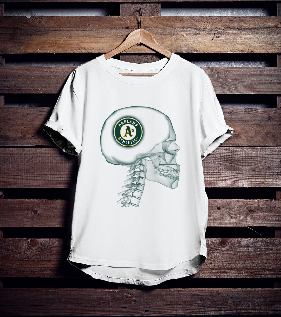 Oakland Athletics A's Logo Inside Skull T-Shirt