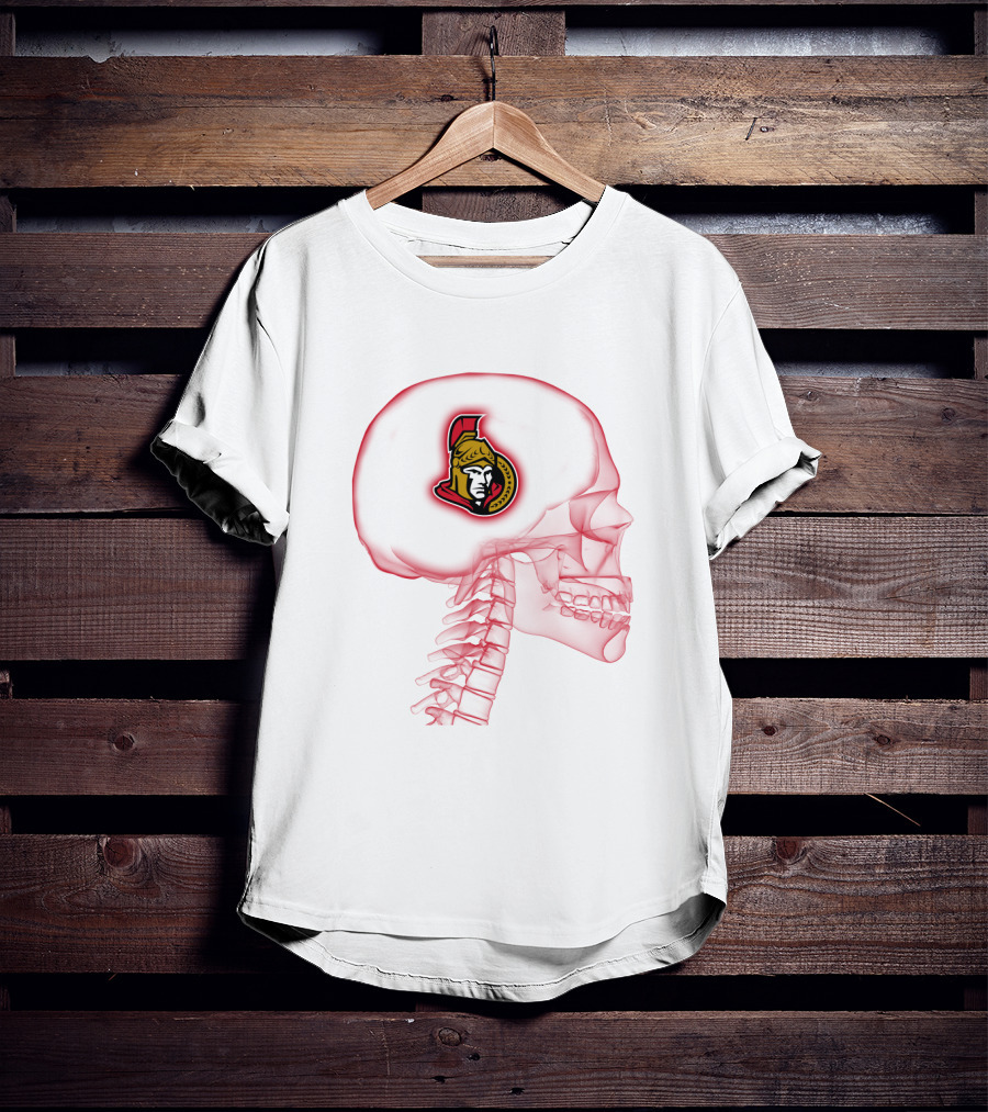 Ottawa Senators Logo Inside Skull Brain Outline T-Shirt