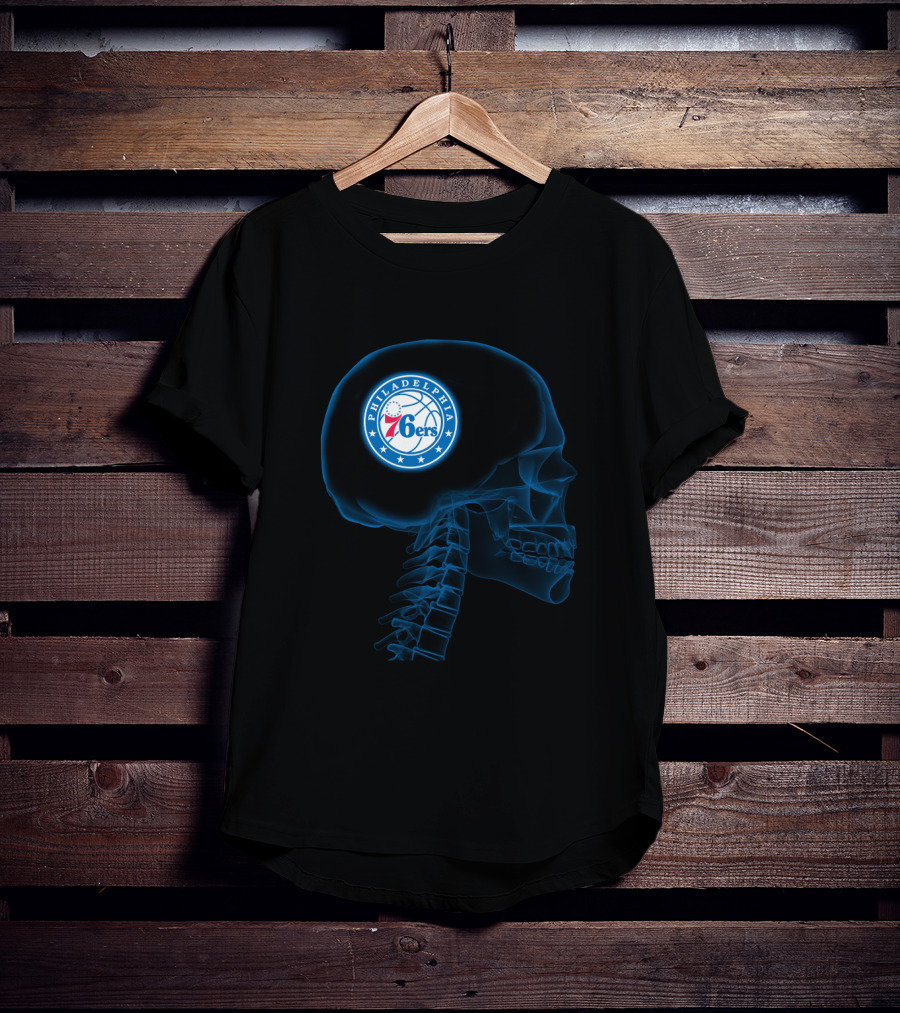 Philadelphia 76ers Logo X-Ray Brain Halloween Theme T-Shirt