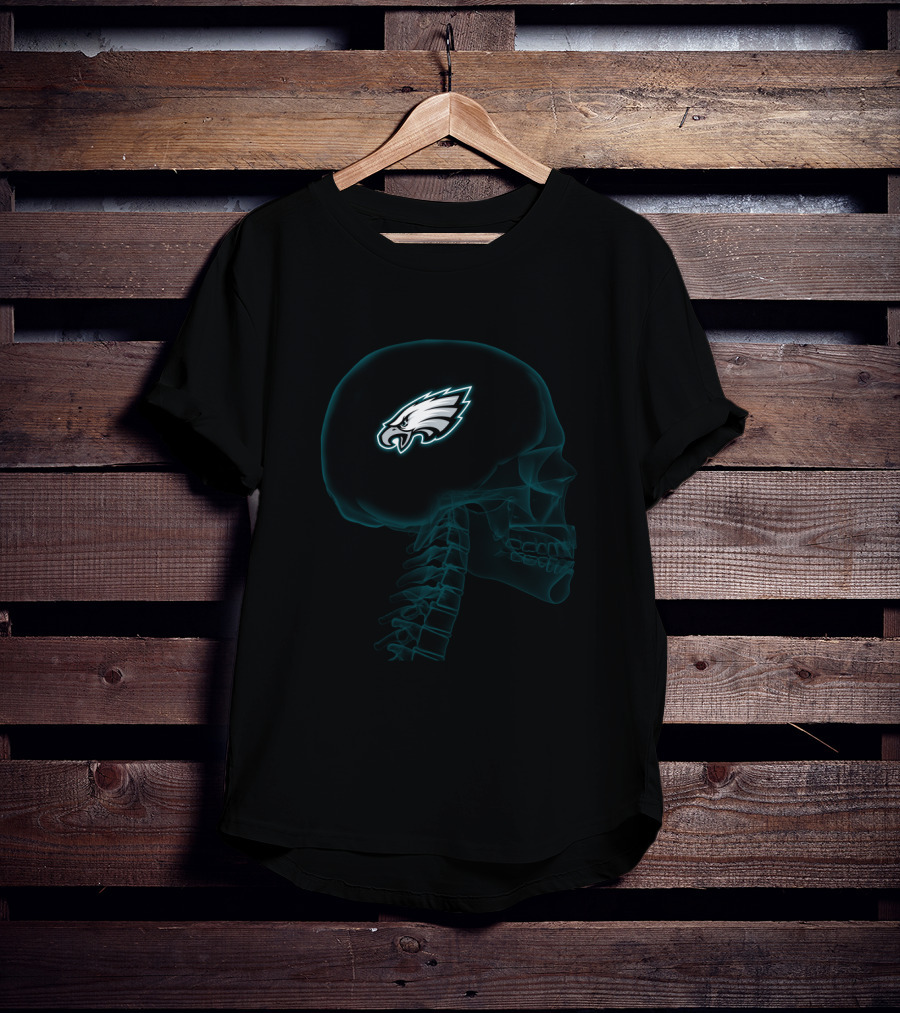 Philadelphia Eagles Skull X-Ray Halloween Brain T-Shirt