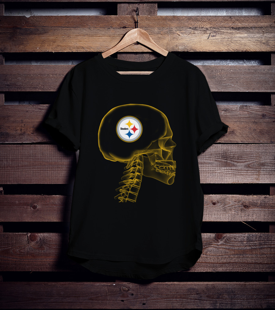 Pittsburgh Steelers Logo In Skull Halloween T-Shirt
