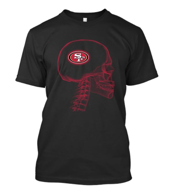 San Francisco 49ers Skull Logo Halloween Brain Theme T-Shirt