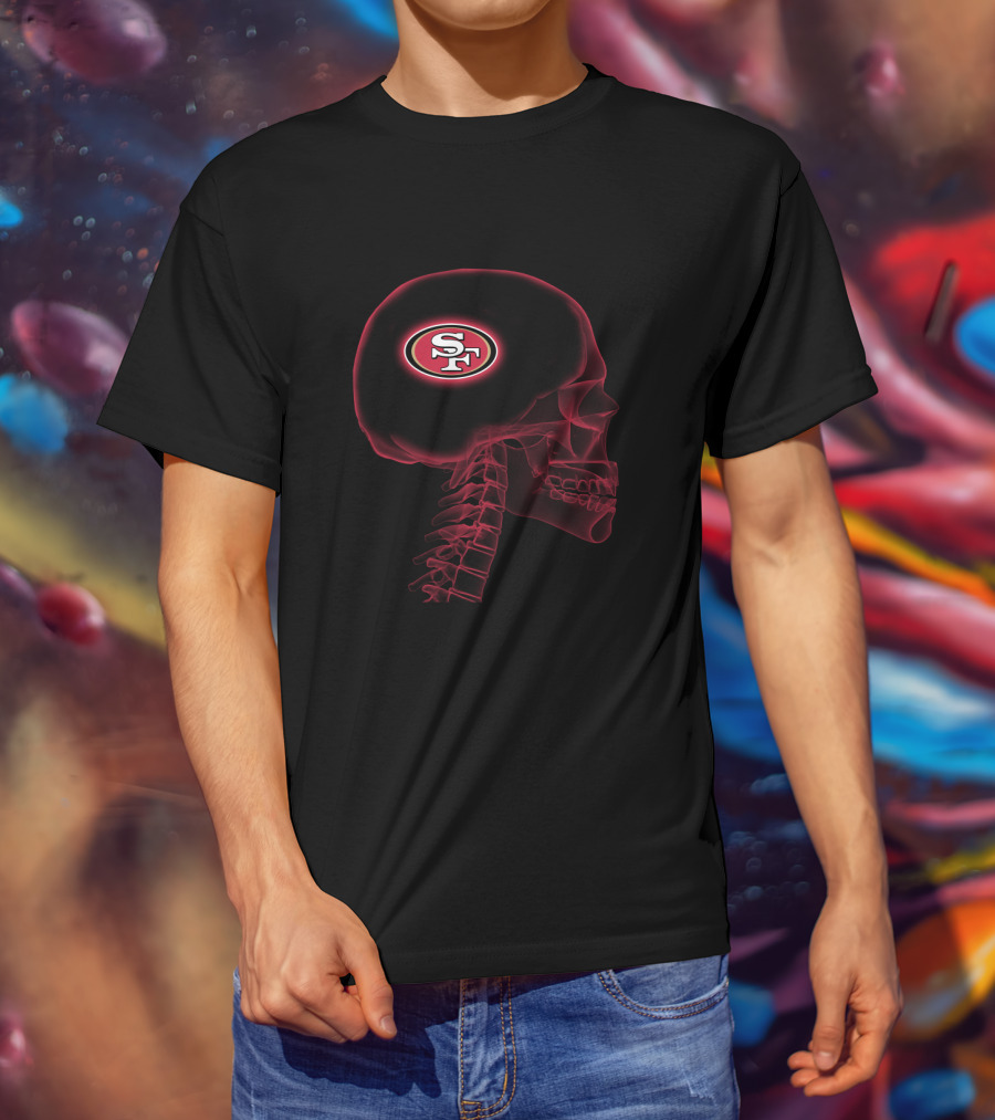 San Francisco 49ers Skull Logo Halloween Brain Theme T-Shirt