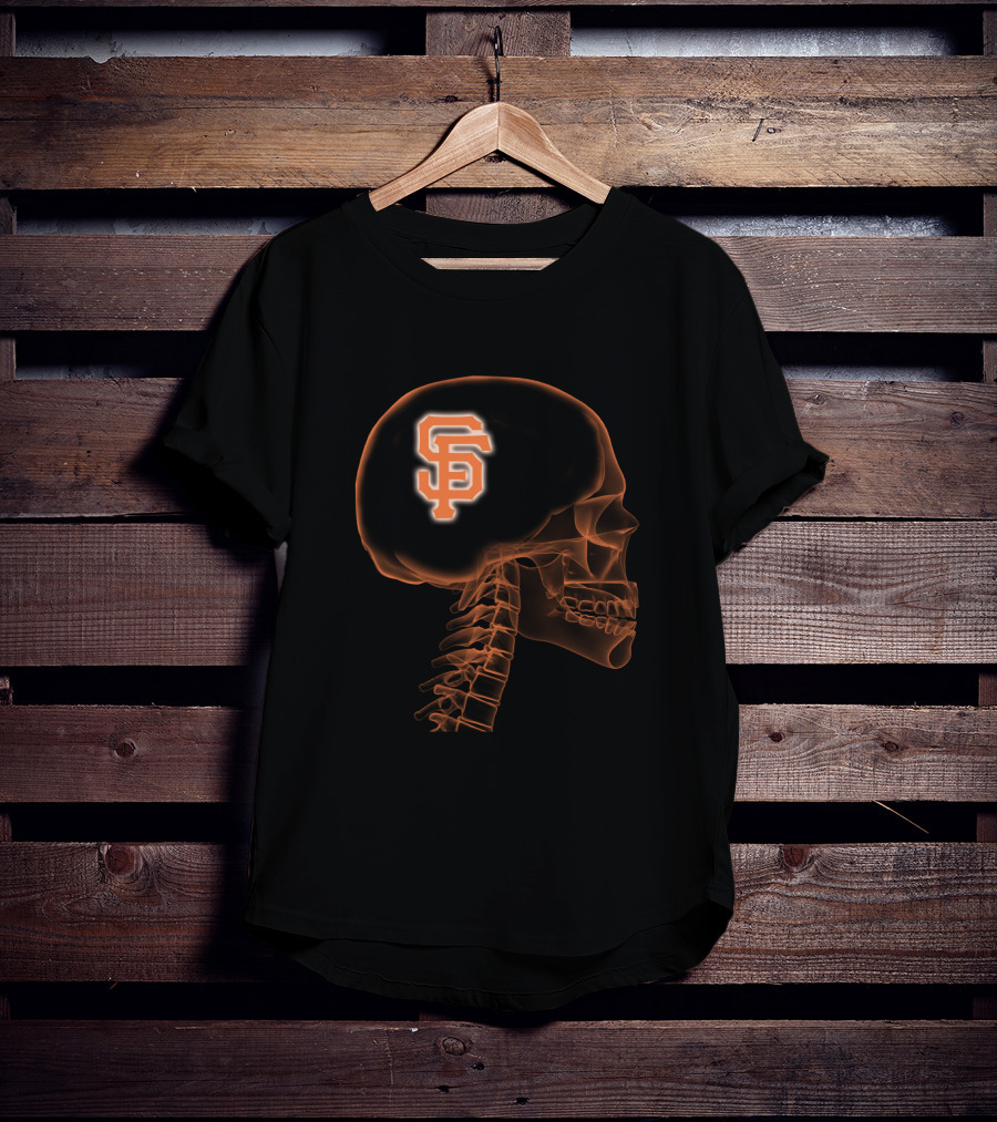 San Francisco Giants SF Logo In Orange Skull Brain X-Ray T-Shirt