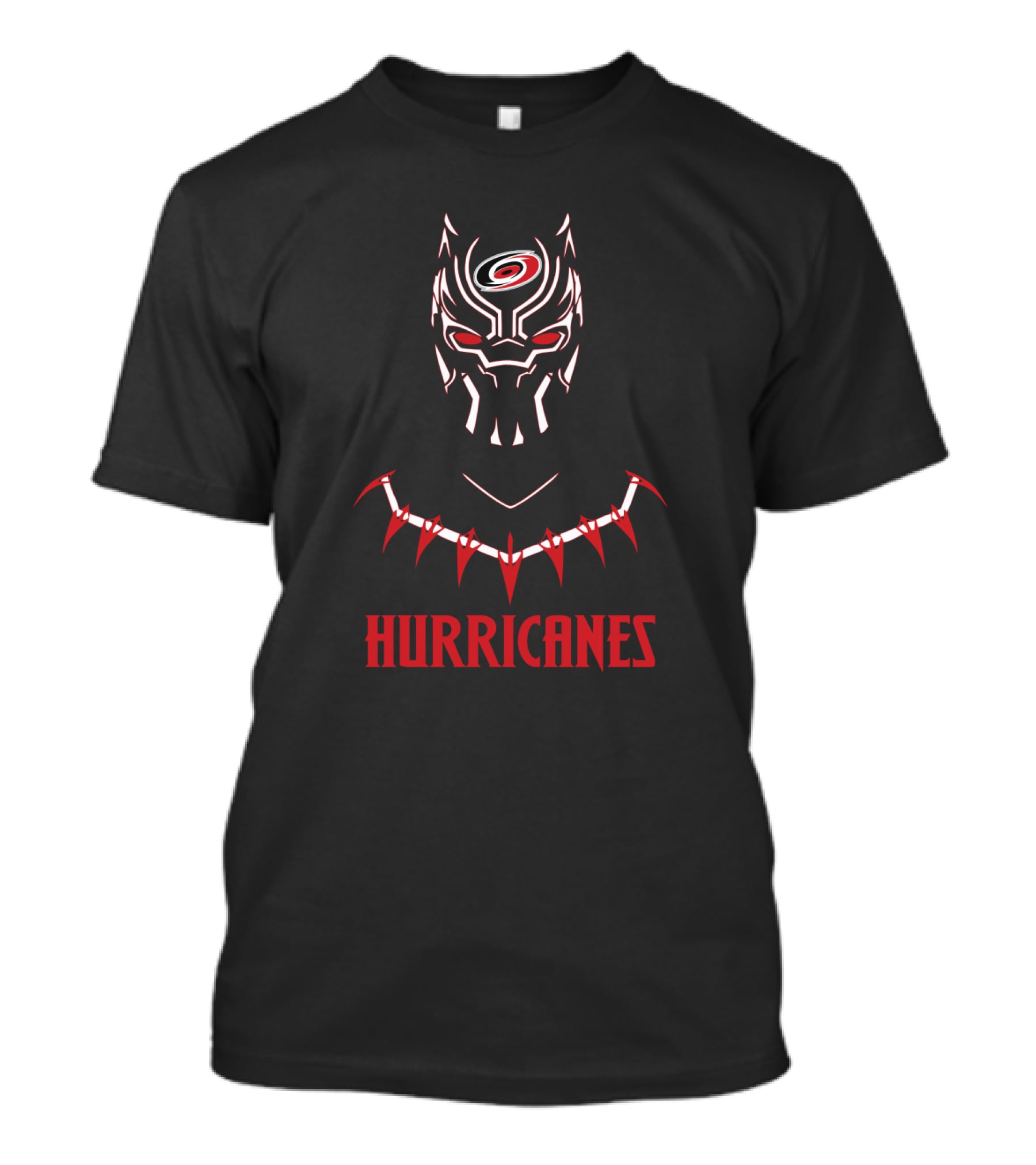 Black Panther Mask With Carolina Hurricanes T-Shirt