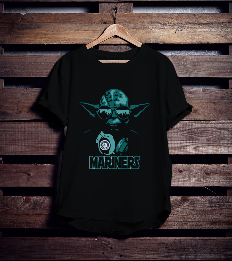 Yoda Mariners Seattle Star Wars Fans With Sunglasses And Seattle Mariners T-Shirt