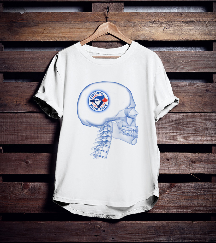 Toronto Blue Jays Logo Inside X-Ray Brain Skull Maple Leaf Baseball Fanatic T-Shirt