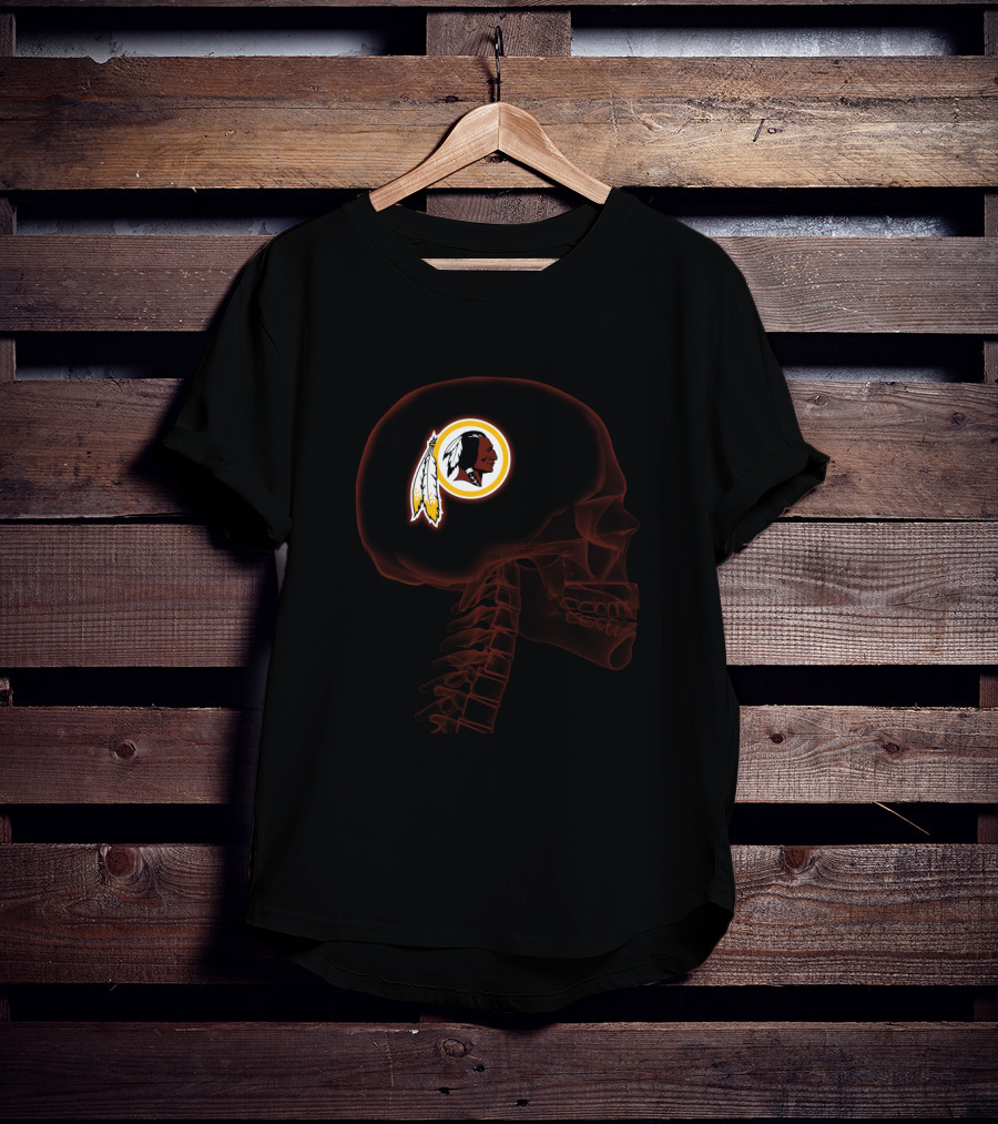 Washington Redskins Logo Inside Skull Halloween Theme T-Shirt
