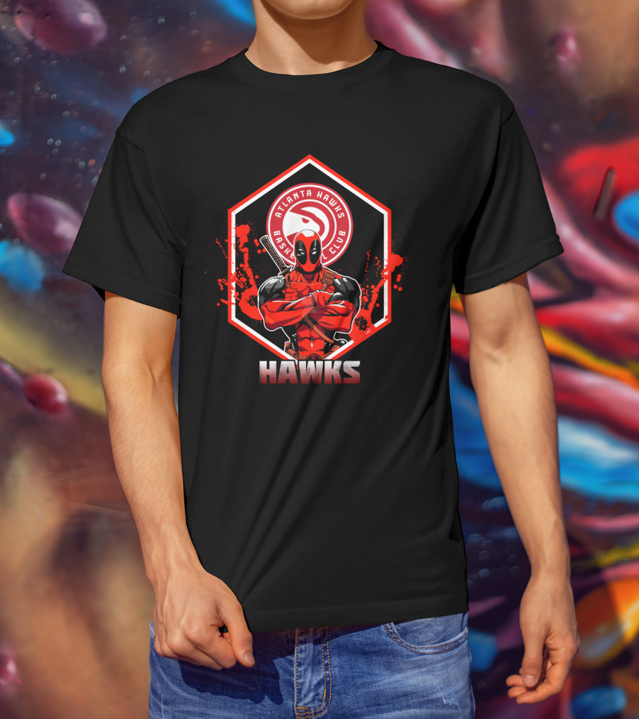 Deadpool Atlanta Hawks Bash Club Fans T-Shirt
