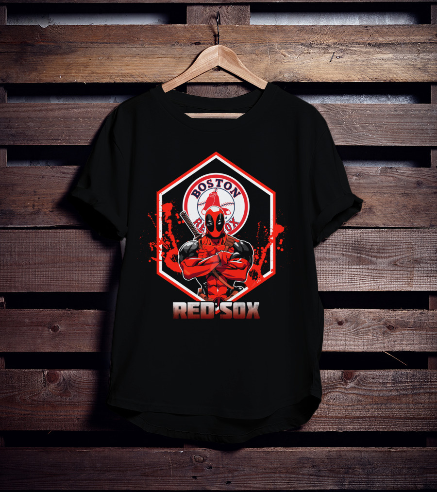 Deadpool Boston Red Sox Crossover Fans Baseball Logo Mashup T-Shirt