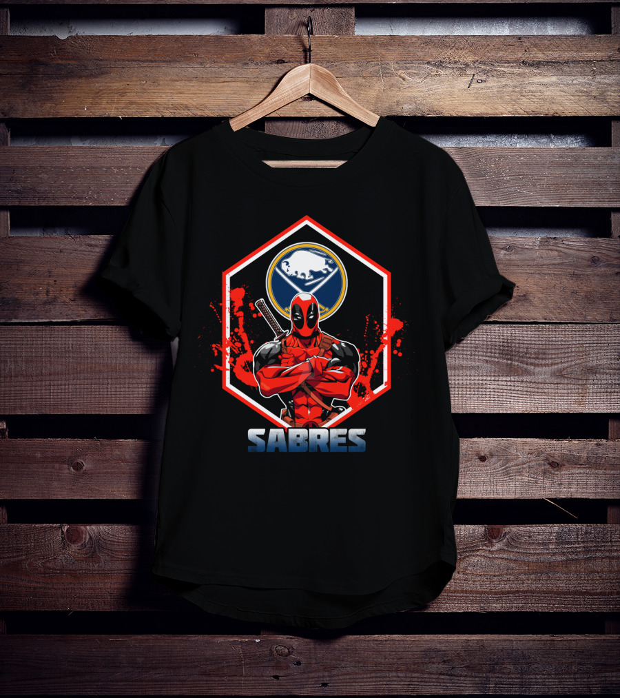 Deadpool With Buffalo Sabres Logo Fan T-Shirt