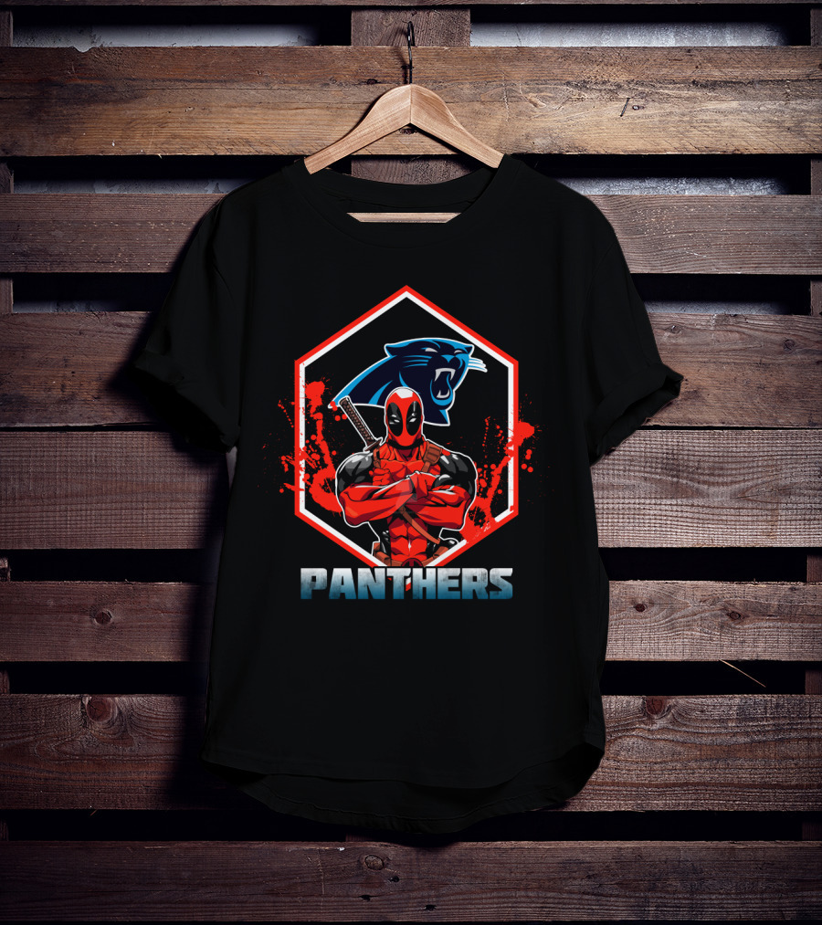 Deadpool Panthers Fans Crossover With Carolina Panthers T-Shirt