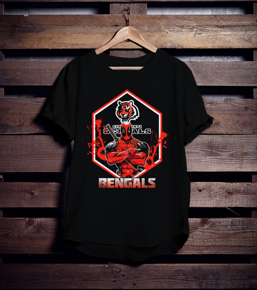 Deadpool Cincinnati Bengals Fans Nfl Football Crossover T-Shirt