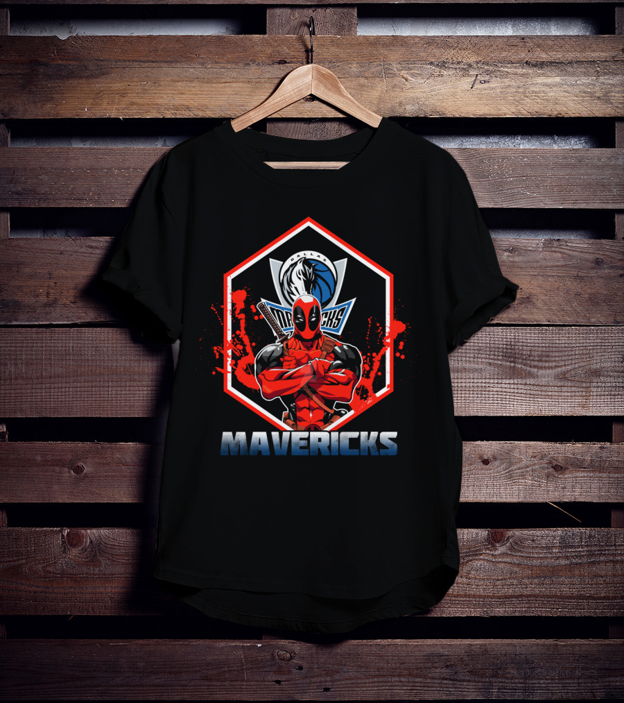 Deadpool Dallas Mavericks Fans Crossover T-Shirt