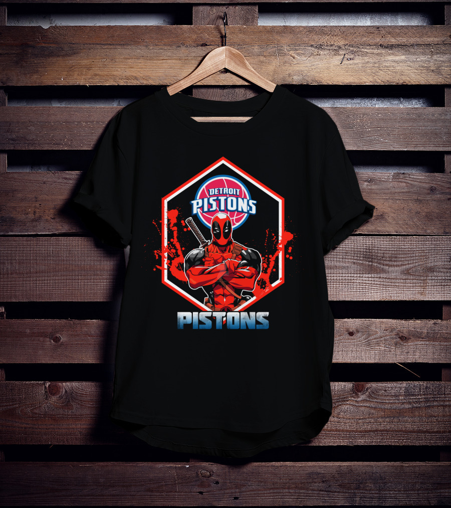 Deadpool Detroit Pistons Fans Marvel Crossover T-Shirt