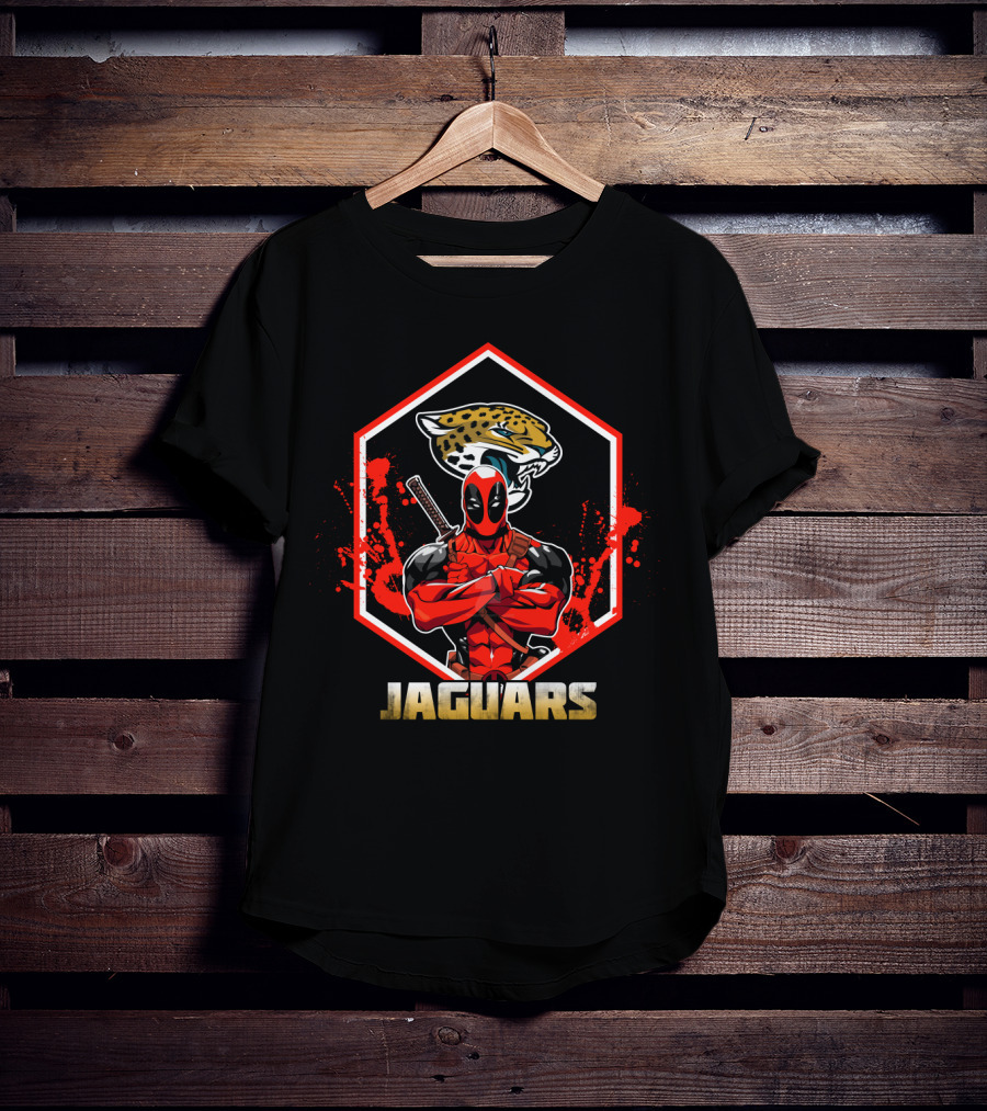 Deadpool Jaguars Fan Crossover With Jacksonville Jaguars T-Shirt