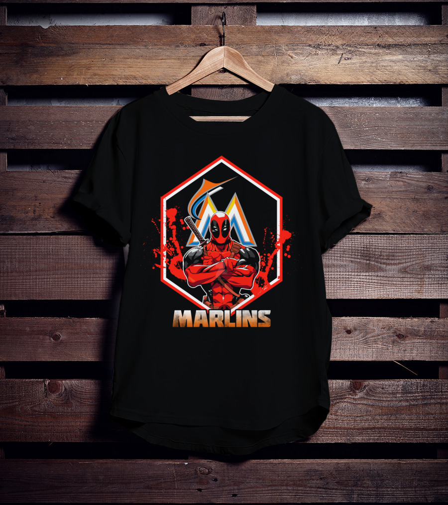 Deadpool Miami Marlins Baseball Fans Crossover T-Shirt