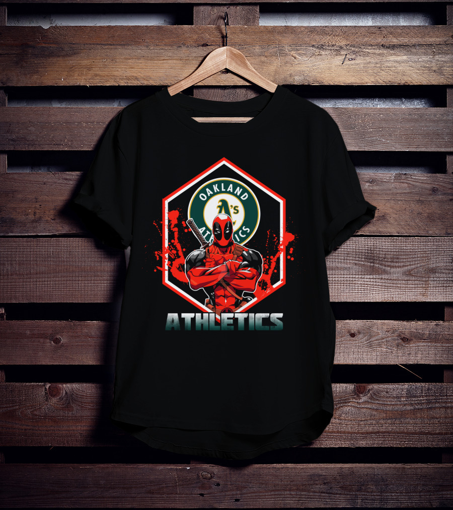 Deadpool Oakland Athletics A's Logo Crossover Fan T-Shirt