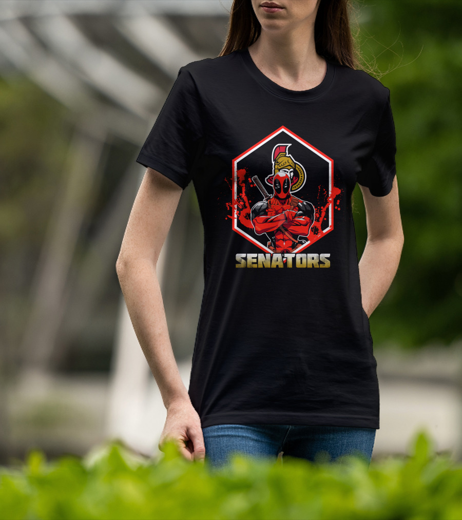 Deadpool Ottawa Senators NHL Crossover Fan T-Shirt