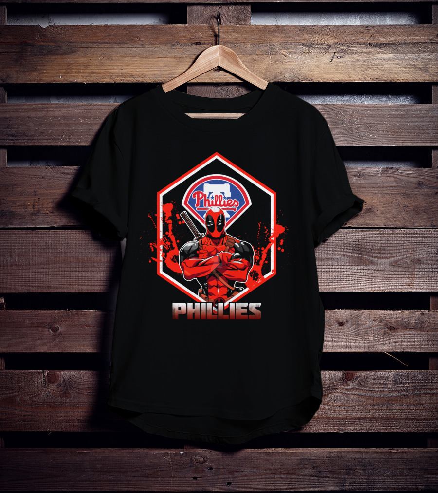 Deadpool Phillies Crossover Fan Art With Logo And Swords T-Shirt