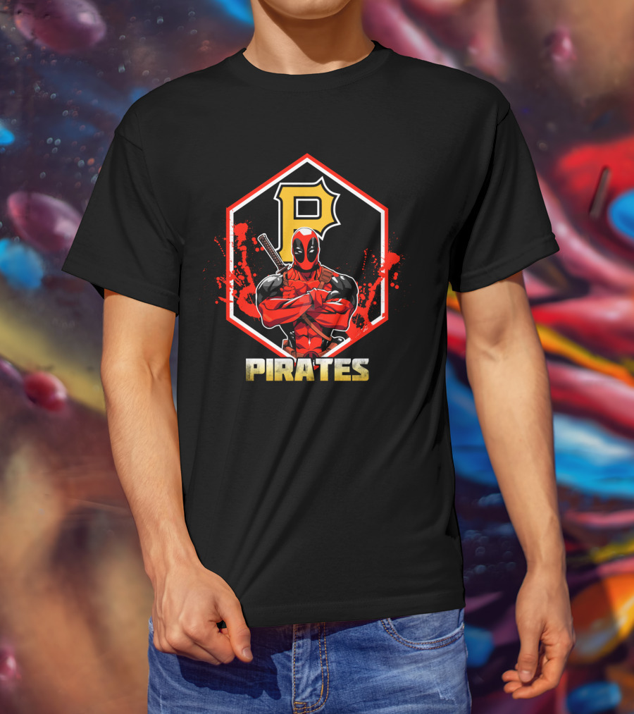 Deadpool Crossover With Pittsburgh Pirates Logo Fans T-Shirt