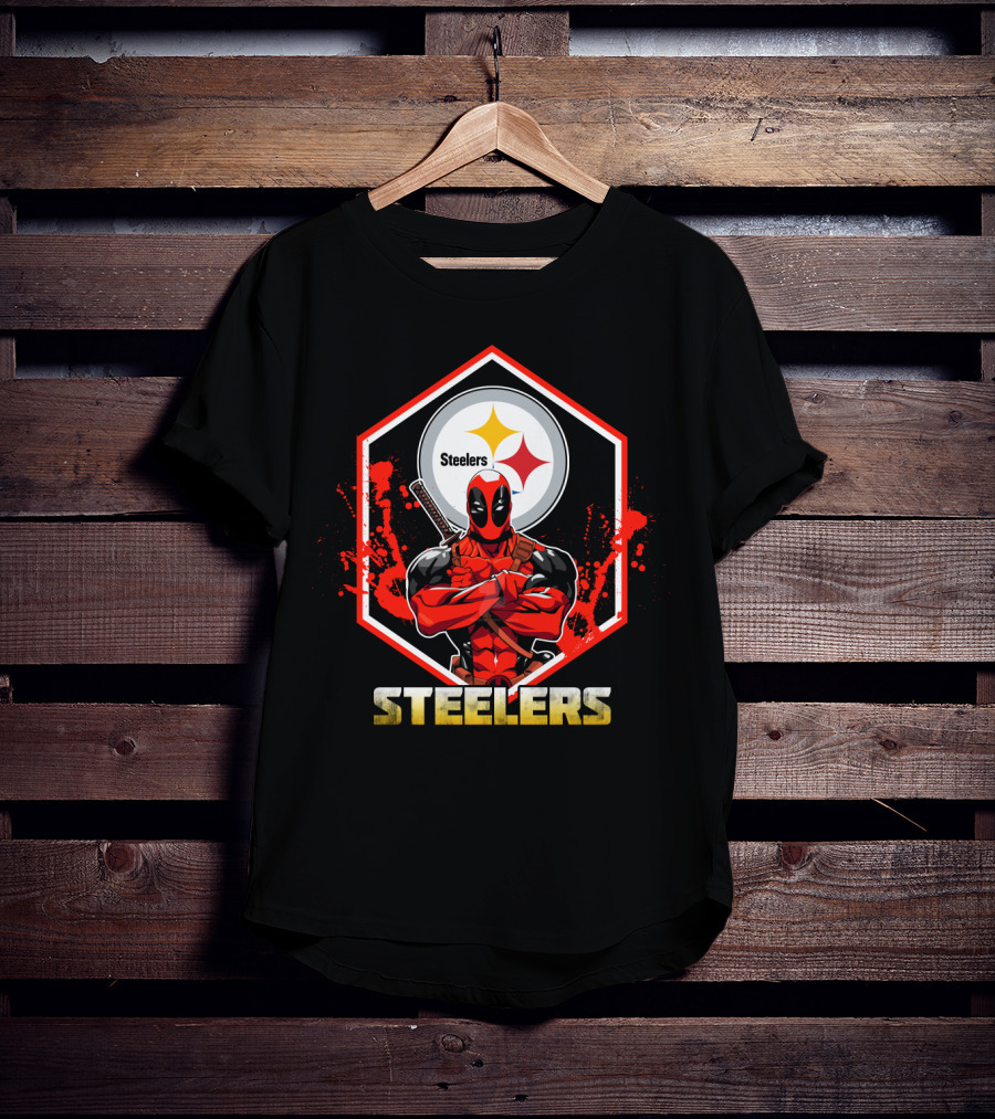 Deadpool Steelers Fans Comic Crossover T-Shirt
