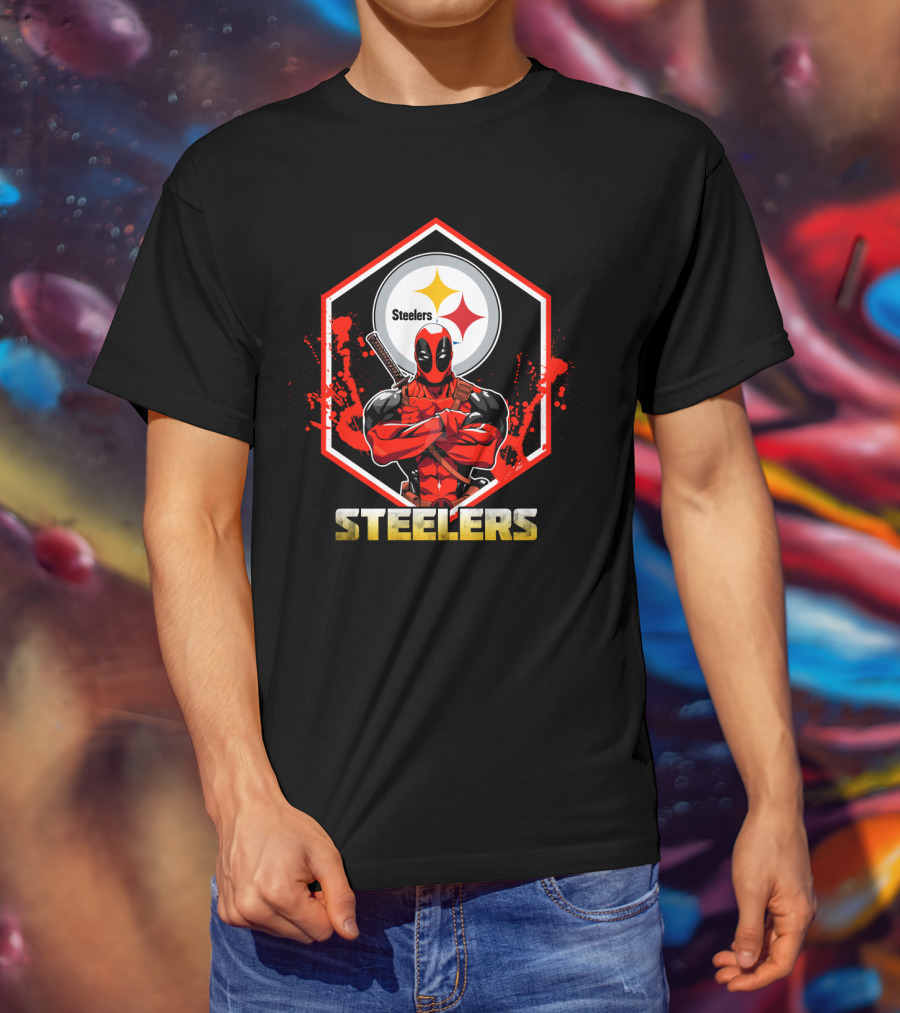Deadpool Steelers Fans Comic Crossover T-Shirt